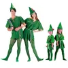 Envío gratis Kids Adult Peter Pan Disfraz Disfraz de Halloween para Hombres Mujeres Verde Elf Disfraces de Navidad para padres e hijos