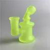 14mm Female Mini Glass Bong Hand Water Pipes with 3.2 inch Light Shine Glow in the Dark Glass Recycler Breaker Bongs Smoking