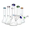 Beaker Bongs Bongos de Água de Vidro Bong de Vidro Soprado à Mão 10'' Destaque de Cor no Bocal Tubo Bong Hookahs Beaker Waterpipe Heady Glass Bong Borosilicato Glass Beaker