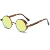 Steampunk Side Visor Sonnenbrille runde Vintage -Sonnenbrille für Frauen Männer Retro Dampf Punk Brille Black Gold Silver2866460