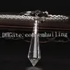 1Pcs White Quartz Real Natural Smei Precious Stone Gemstone Witch's Wand Faceted Point Pendulum with Thai Silver Bail and Phoenix End Chain