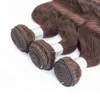 Beijo cabelo cabelo onda cor 4 cor castanho chocolate 2 marrom escuro 3 pacotes com laço fechamento raça virgem indiana remy cabelo humano