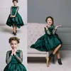 Hunter Green Flower Girls Dresses For Weddings With Sheer Long Sleeves Simple Design High Low First Communion Dress