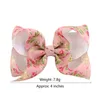 Beauty Drukuj Kwiat 4inch Grosgrain Wstążka Bow Z Klips Dla Dziewcząt Dziecko Częściowe Kwiatowe Łuki Akcesoria do włosów 12 sztuk HD772