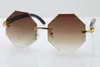 High-end brand Rimless Optical Unisex Hot Sunglasses Good Quality White Inside Black Buffalo Horn Trimming Lens Sunglasses 4189706