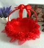 White / Red / Purple / Pink Lace Wedding Ceremony Flower Girl Basket Bridesmaids Portable Flower Basket Romantic Wedding Favors