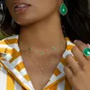 2018 En kaliteli Bohemia moda kısa chokers Yeşil beyaz CZ su tear drop kolye kolye sevimli kız kadınlar için elegance charm takı