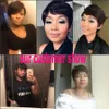 Wigs Black /brown color Brazilian Short Human Hair Wigs With Bangs virgin Natural straight Wigs For Women