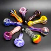 thick hand blown spoon pipes glass hand pipes smoking glass pipe glass tobacco pipes 3.9'' glass bowl pipe for Dry Herb Spiral Lines Glass Smoking Bowls Heady Pipes