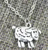 20pcs/lot Fashion Necklace Antique Silver Vintage Sheep Charms Pendants Necklace 60cm