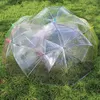 Ny bröllopsfavor Färgglada tydliga PVC -paraply Långhandtag Rain Sun Paraply Se genom paraply LX3487