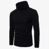 2018 Höstmän Turtleneck Sweatshirt Fashion Button Korean Slim Male Pullovers Långärmad Casaul Solid Men's Sweatshirts Tops