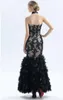 Modern Mermaid Black Lace Evening Dresses Sexy Keyhole Neck Backless Flouncing Ruffles Prom Party Gowns Arabic Women Pageant Runway