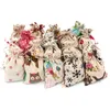 100 pcs/lot Multi Designs sacs en coton 10x14 cm lin cordon sac cadeau mousseline cosmétiques cadeaux bijoux emballage sacs pochettes