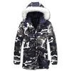 2017 Wadded Men Hooded Coats Veste Homme Parkas Jaqueta Masculina Mäns Casual Fashion Slim Fit Medium Long Camouflage Jackor