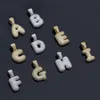 26 Lettres Anglaises Or Et Argent Bicolore Pendentif Bijoux Plaqué Or Micro-Incrusté Zircon Hip Hop Collier