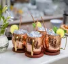 Copper Moscow Mule Mugs Stainless Steel tumblers Beer Cups Copper Plated Hammered water bottle Coffee Cocktail tea Drinkware for bar party