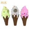 White green pink ice cream pipe with thick glass bowl silicone smoking cone pipe glass oil burner for dab herb Siliclab