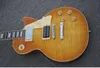 1959 R9 Flame Maple Top Tabac Sunburst Guitare Électrique Or Jimmy Page Signature Crème Guitare Pickguard