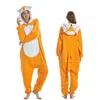 Adult's Flannel Kigurumi Tiger Unicorn Lion Sika Deer Fox Pajamas Unisex Onesie Costume for Halloween Carnival New Year Party