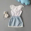 Yaz Toddler Hollow Elbise Zarif Küçük Kız Elbise Çocuk Denim Sundress Bebek Kız Kostümleri Gençler Tatil Için Tasarım Giysileri