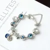 Nouveaux Bracelets porte-bonheur pour yeux de chat bleus, perles, Bracelets en argent 925, étoiles brillantes, lune, bijoux à faire soi-même, 250g