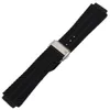 Helkonvex silikongummi klockband 26mm x 19mm för nav för nav-klockband ersättningsband armband svartblå 219g