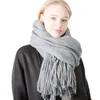 Fashion Plain Women Scarf Tassel Sjalar Ny designer Höst Vinter Cashmere Warps Luxury Solid Pashmina Scarves för kvinnor