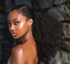 3C 4a Afro Kinky Curly Ponytails Przedłużenie włosów dla czarnych kobiet afrykańskich długie klipy 100% ludzkiej kok puff dziewiczy kolor # 1