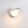 Round Rotary LED Wall Light Modern Bedroom Bedside Sconce Stair Aisle Light Living Room Black White Wall Lamps4329086