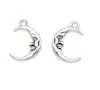 100Pcs Moon Face Charms Antique silver Charms Pendant For necklace Jewelry Making findings 21x15mm