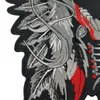 Gratis frakt Stor Horned Chief Death Skull Indian Motorcycle Biker Back Patch 11 "Mc Rider Vest Patch