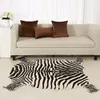 Enipate Zebra-Kuh-Ziege-bedruckter Teppich aus Rindsleder, Kunstleder, rutschfeste, rutschfeste Matte, Tierdruck-Teppich für Zuhause, 110 x 75 cm/50 x 90 cm