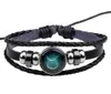 Mjartoria 12 sterrenbeeld Zodiac tekens Armband Mens Armbanden Kralen Handgemaakte Charm Lederen Armband Punk Rock Mannen Sieraden