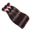 Braziliaans maagdelijk steil haar # 2 # 4 kleur 100% remy haar rechte lichtbruine menselijke haarweefselbundels