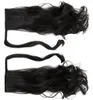 100% Menselijke Natuurlijke Paardenstaart Extensie Afro-Amerikaanse Golvende Krullende Wrap Clip in Zwart Haar Trekkoord Bladerdeeg PonyTail 120G