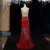 Red Prom Dresses 2019 New Middle East Formal Evening Dress Bridesmaid Party Pageant Gowns Plus Size Real Image Crystals Mermaid