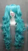 Lange VOCALOID-hatsune Miku Blue Anime Cosplay Pruik+2 Clip Op Paardenstaart + Pruik Cap