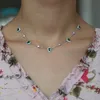 2018 Girocolli corti moda Bohemia di alta qualità Verde bianco CZ collane con pendente a goccia d'acqua per gioielli di fascino eleganza donna ragazza carina