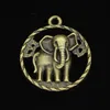 33 st Zinklegering charms antik bronspläterad cirkel elefant charm för smycken som gör diy handgjorda hängen 28mm