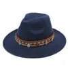 Cappello Fedora vintage unisex invernale in misto lana misto lana Cappello Fedora a tesa larga Sombrero Cappellino da padrino Cappellino da chiesa Cappello da gangster jazz