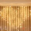 124 LED-lampor 2m * 1,5m Hjärtform Gardinljus Flash Julgransprydnad Fairy Wedding Light 8Color Vattentät LED Light Strip Lighting