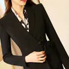 Wholesale-2017 Work Women's V-neck Suits Sets Blazer Fashion Plus Size Size Long Sleeve Office Ladies Blazer Slim a Skirt