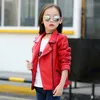 Kids PU lederen kleding 2018 herfst pu jas baby jongens meisjes uitloper jassen rood en zwart 2 kleuren kleding C5261