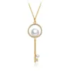 Kluczowy łańcuch wisiorek 18k żółty złoto wypełnione mody perła damska naszyjnik prosty styl piękne akcesoria damskie