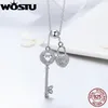 WOSTU 925 sterling zilver de sleutel van hartslot hanger ketting voor vrouwen vriendin vrouw mode-sieraden cadeau fin290