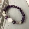 Extravagante selenita amethysts labradorite lua espiritual pulseira curar mulher frisada mulher roxo pulseira