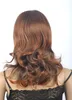 Fashion Brown Wavy Curly Medium Long Women Lady Cosplay Party Hair Wig Perruques + Cap