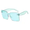 Flat Top Candy Couleur Lentille Intégrée Femmes Goggle Lunettes De Soleil 2020 Nouvelle Arrivée Nail Décoration Hommes Sans Monture Rouge Teinté Mode Lunettes