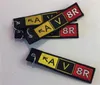 Aviator AV8R Airport Taxiway Sign Keychain Broderie Key Fobs ATV Car Key Chains 13 x 2.8cm 100pcs / lot